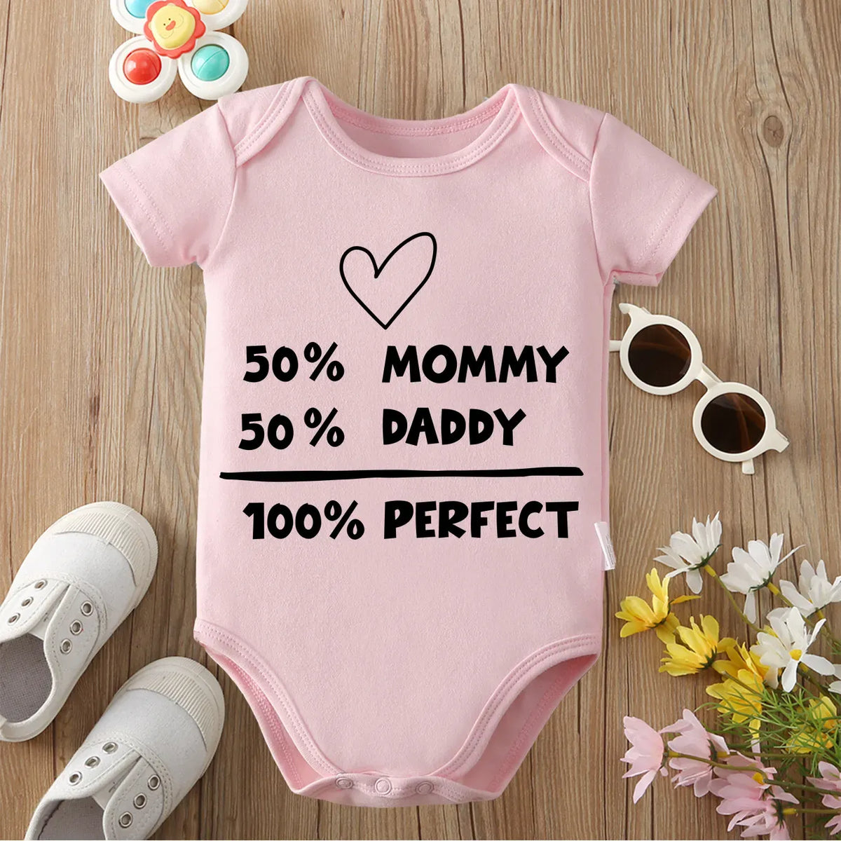 Pink / 0-3M 100% Perfect Family Baby Bodysuit