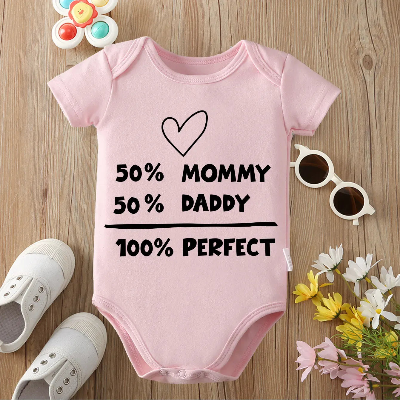 Pink / 0-3M 100% Perfect Family Baby Bodysuit