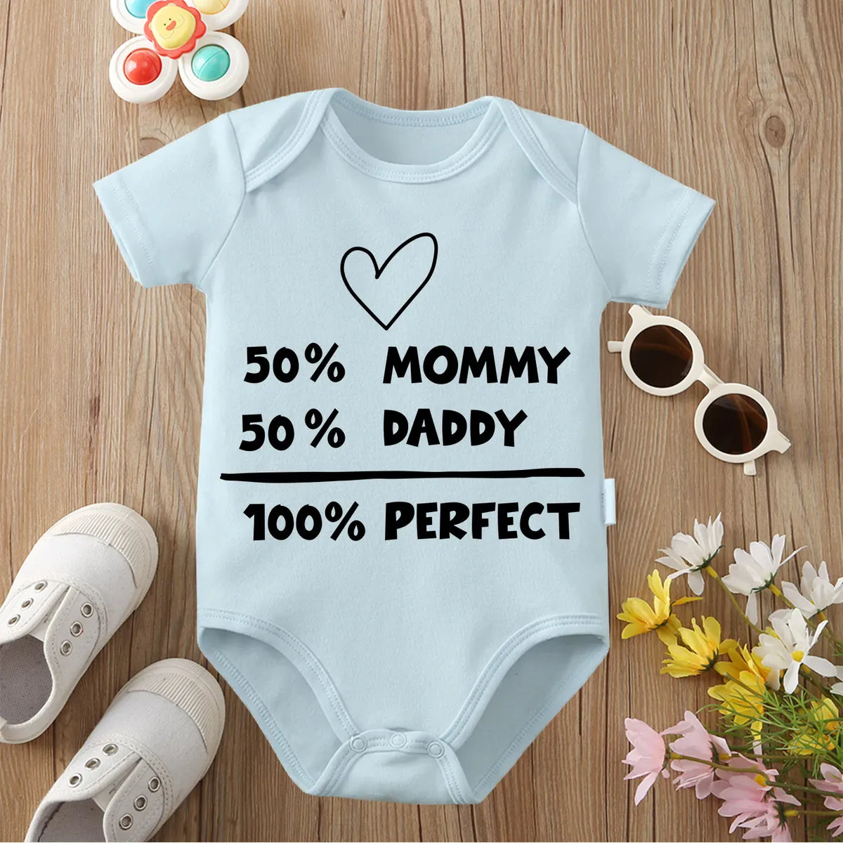 Blue / 0-3M 100% Perfect Family Baby Bodysuit