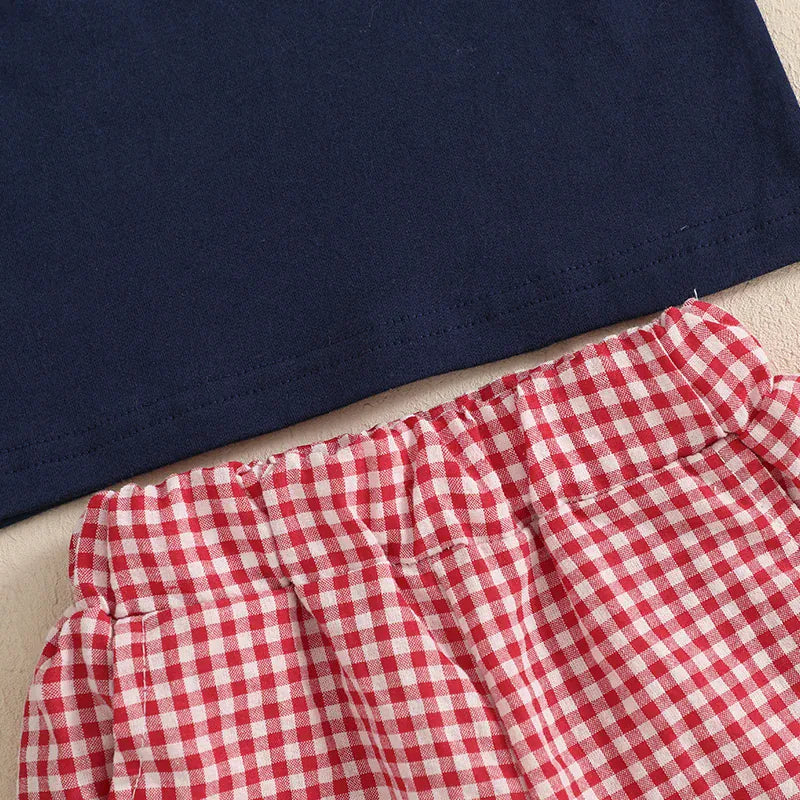 2-Piece Baseball Embroidery T-Shirt & Shorts Set