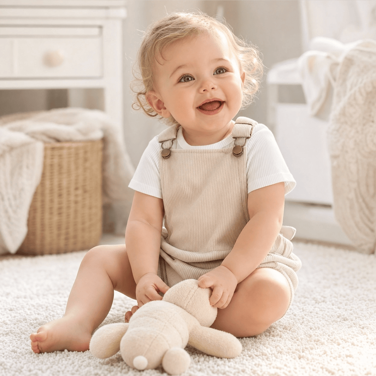 2-Piece Corduroy Overall Shorts & Tee Set