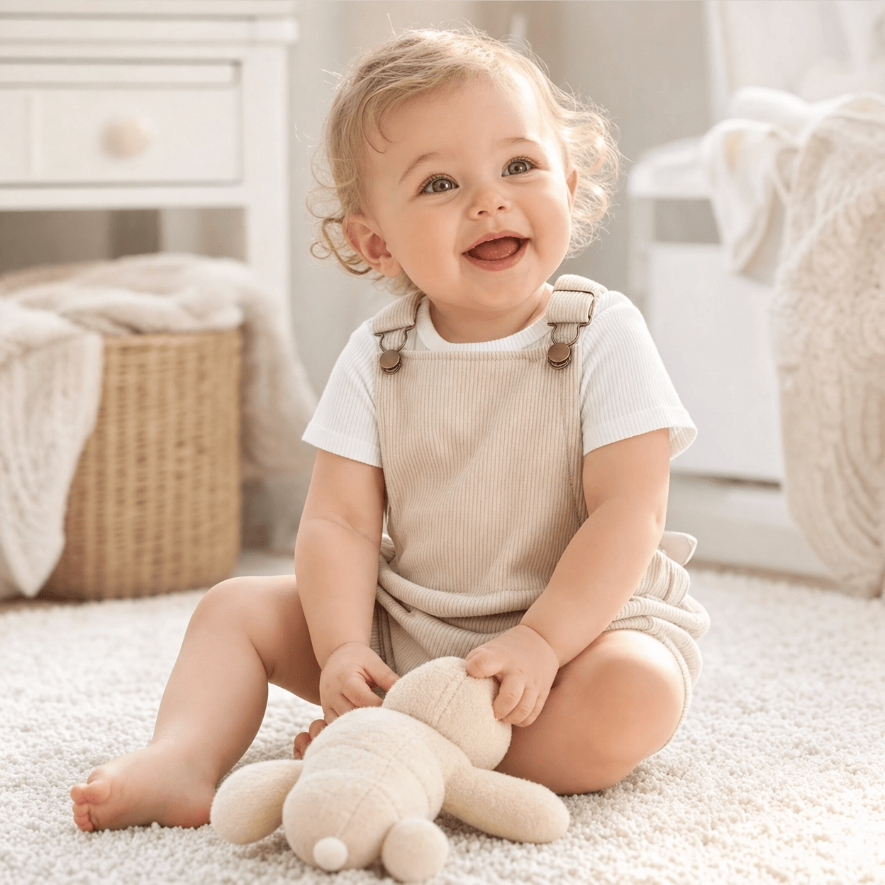 2-Piece Corduroy Overall Shorts & Tee Set