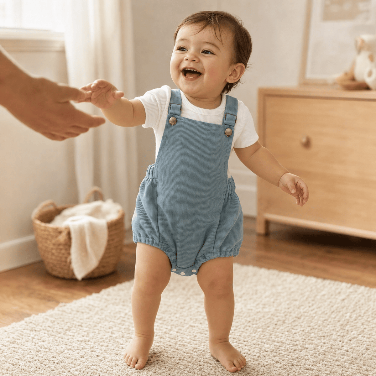 2-Piece Corduroy Overall Shorts & Tee Set