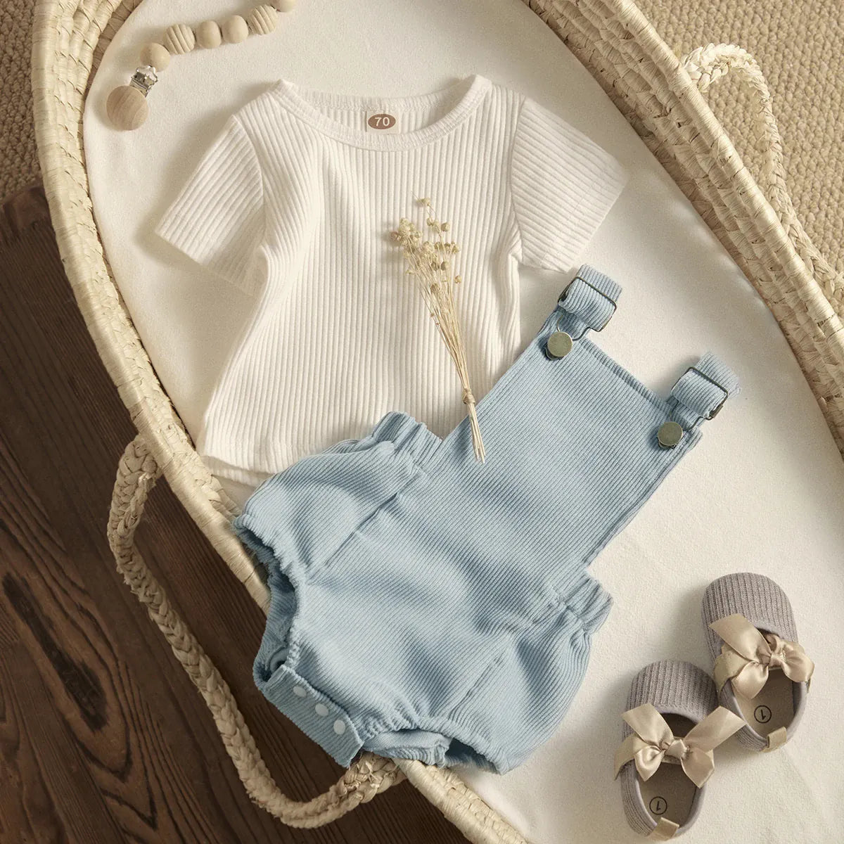 2-Piece Corduroy Overall Shorts & Tee Set