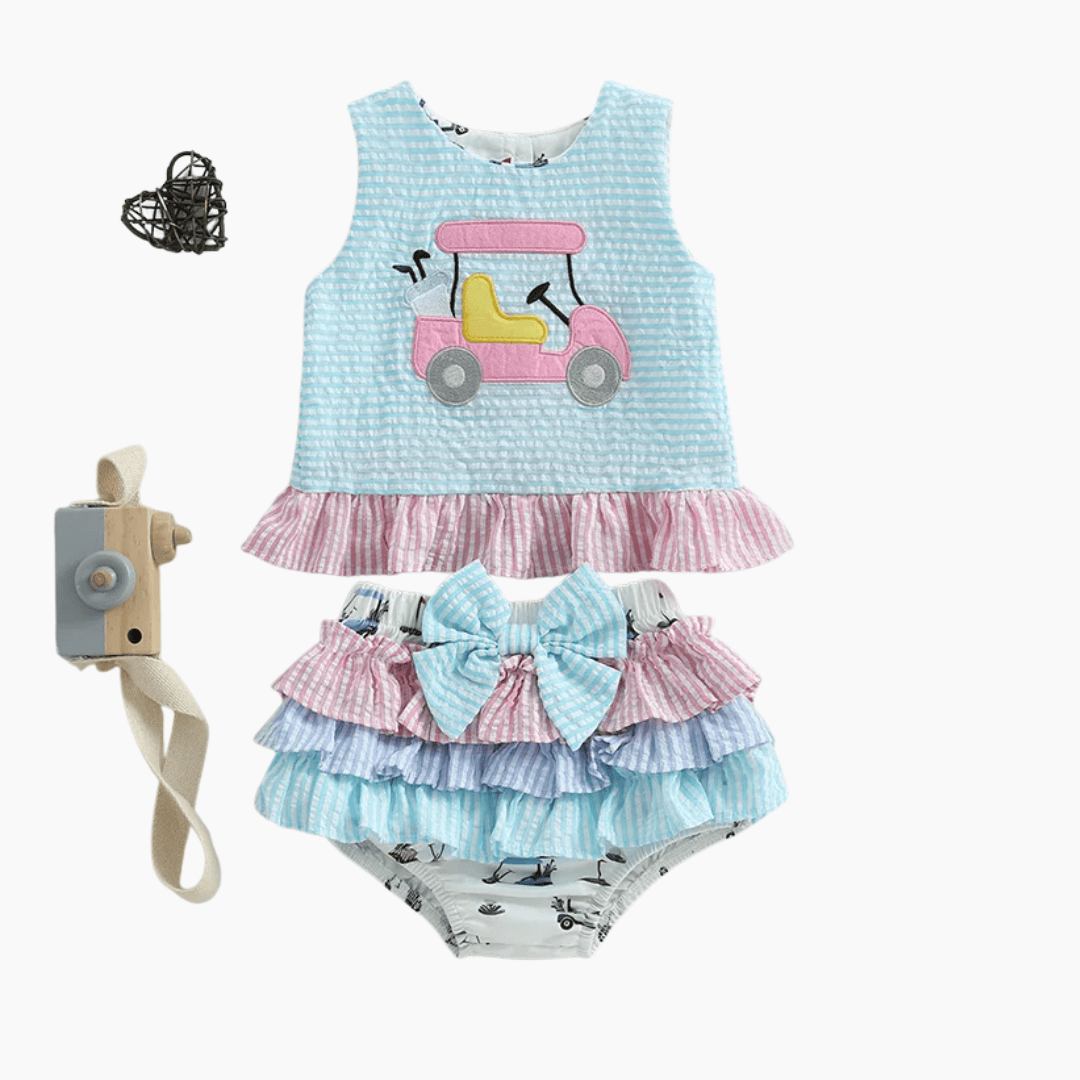 2 Piece Golf Cart Top and Bow Shorts Set