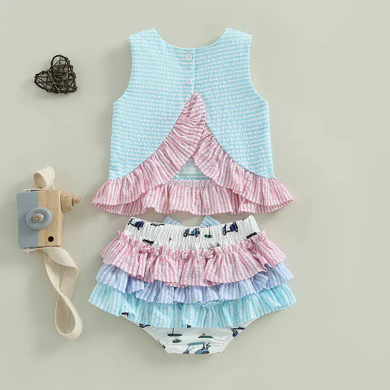 2 Piece Golf Cart Top and Bow Shorts Set