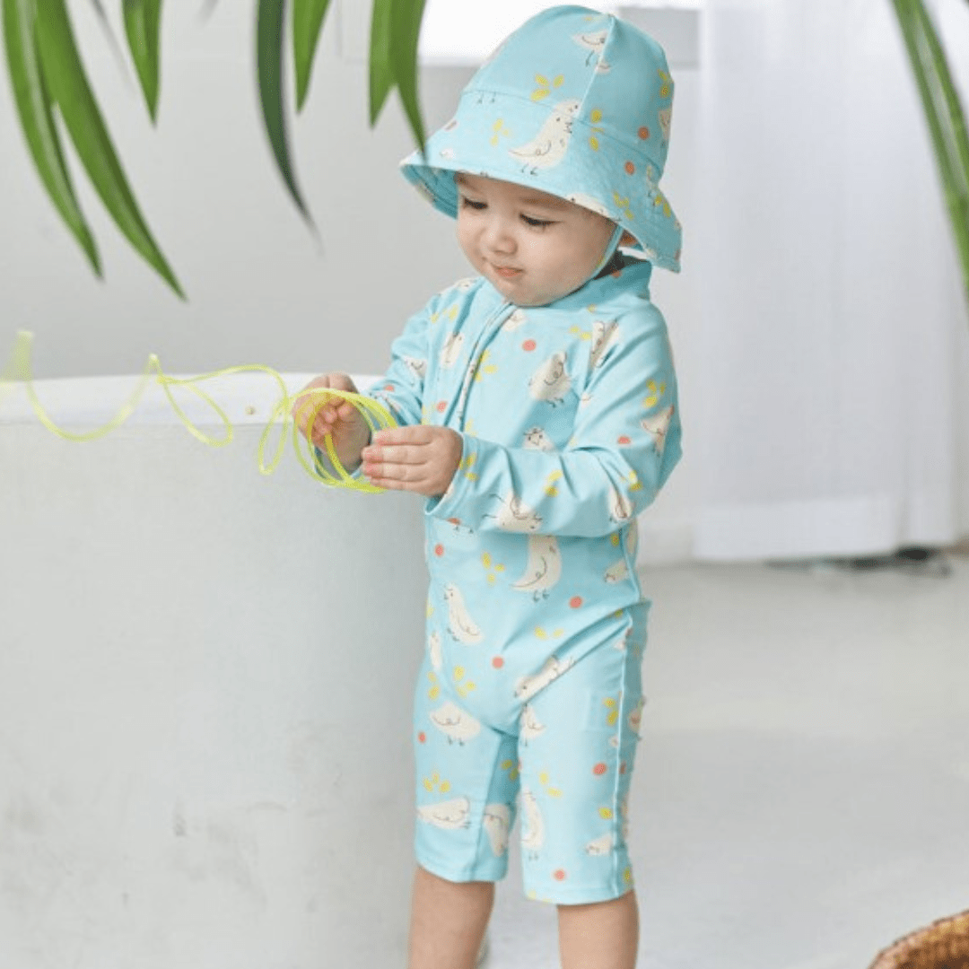 Bluebird with hat / 1-2T 2 Piece Sea Life Kids Swimwear