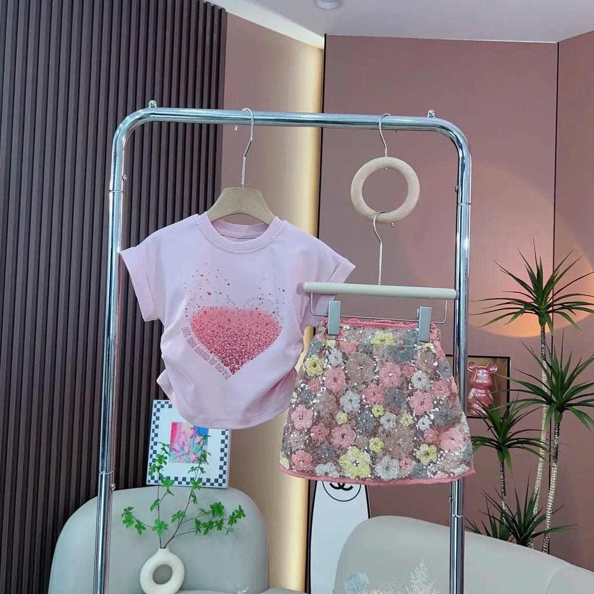 Pink / 3T 2 Piece Sets, Top+ Skirts