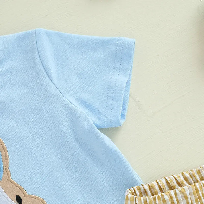 2-Piece Toddler Boy's Easter Embroidery & Plaid Shorts
