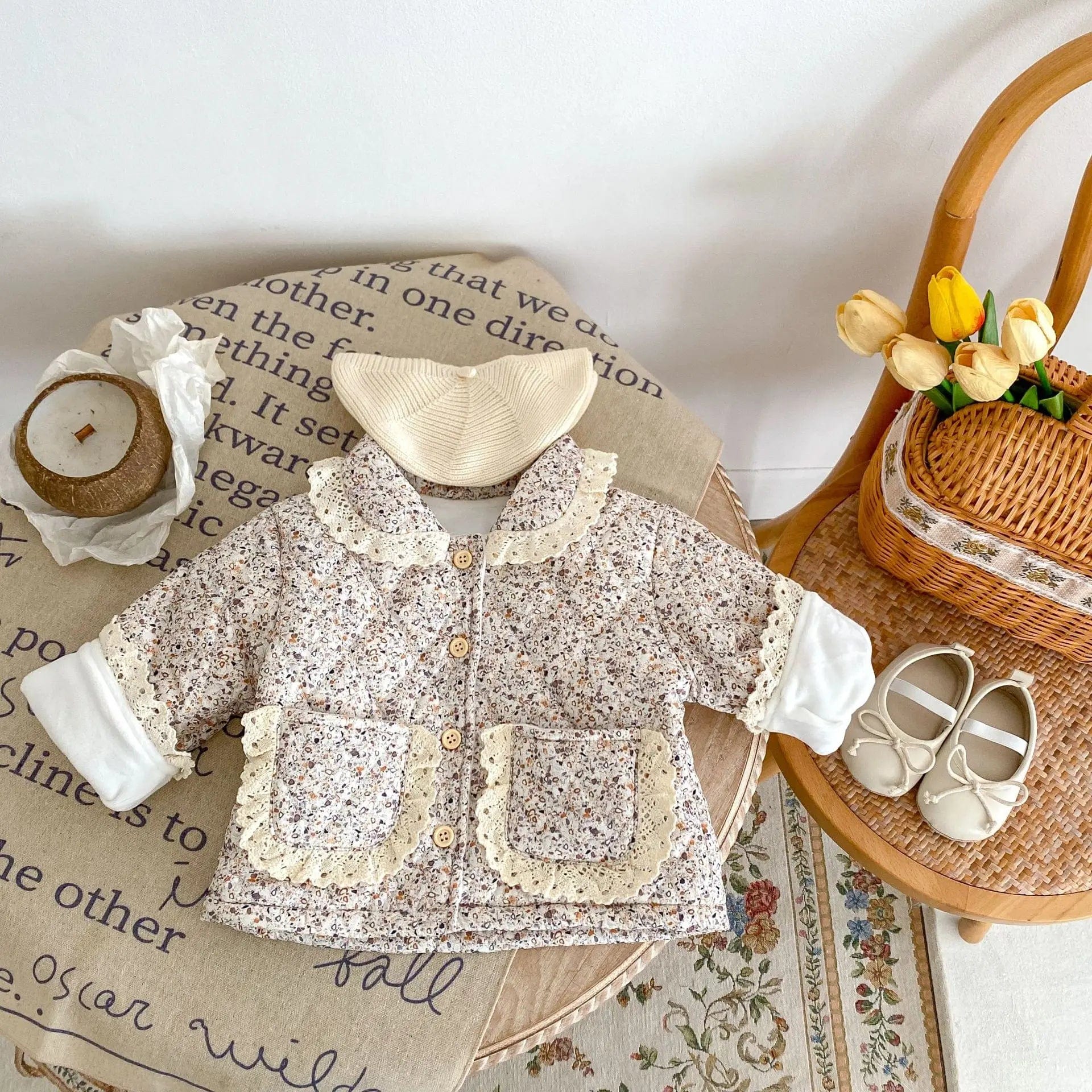 Beige / 9-12M  73 2PCS Clothes Set