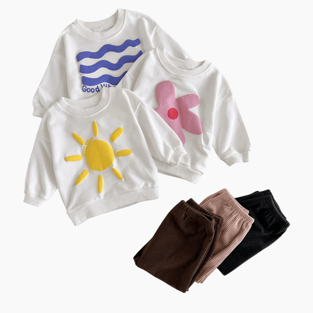 Boy's Clothing 2Pcs Cozy Sweatshirt and Corduroy Pants