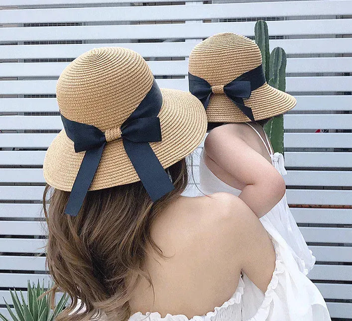 2pcs Mother & Daughter Matching Straw Sun Hats