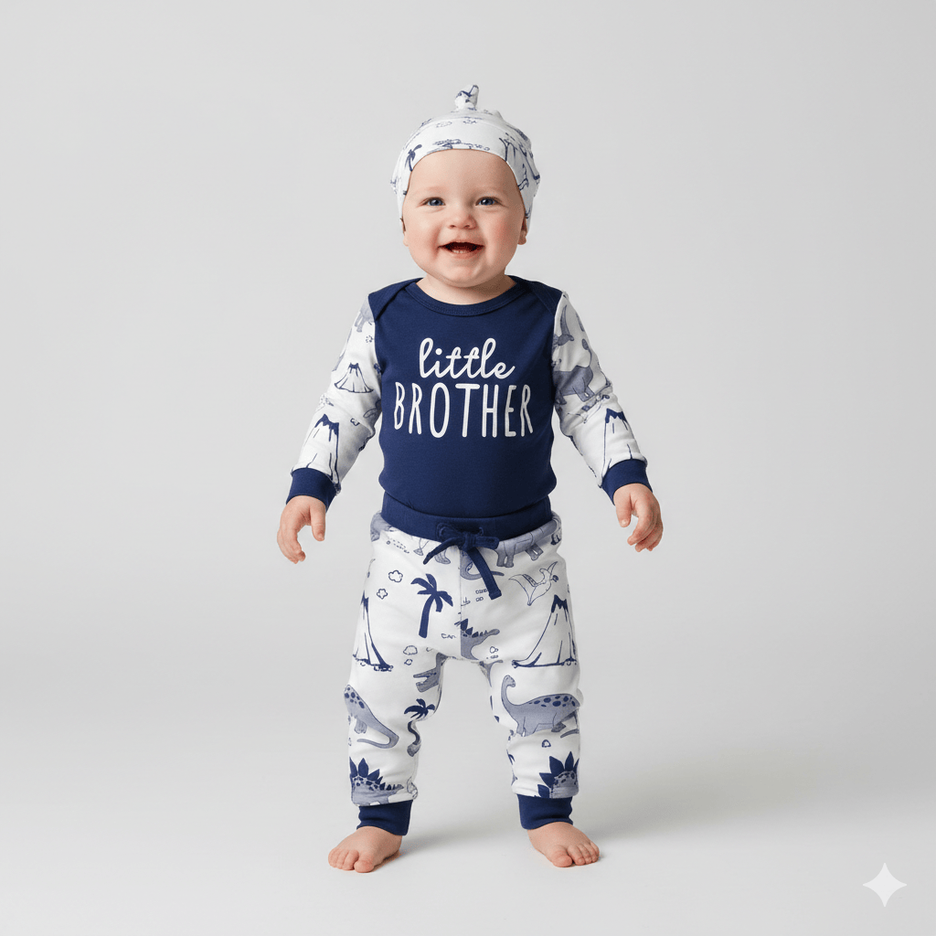 3-Piece Dinosaur Romper, Pants & Hat Set
