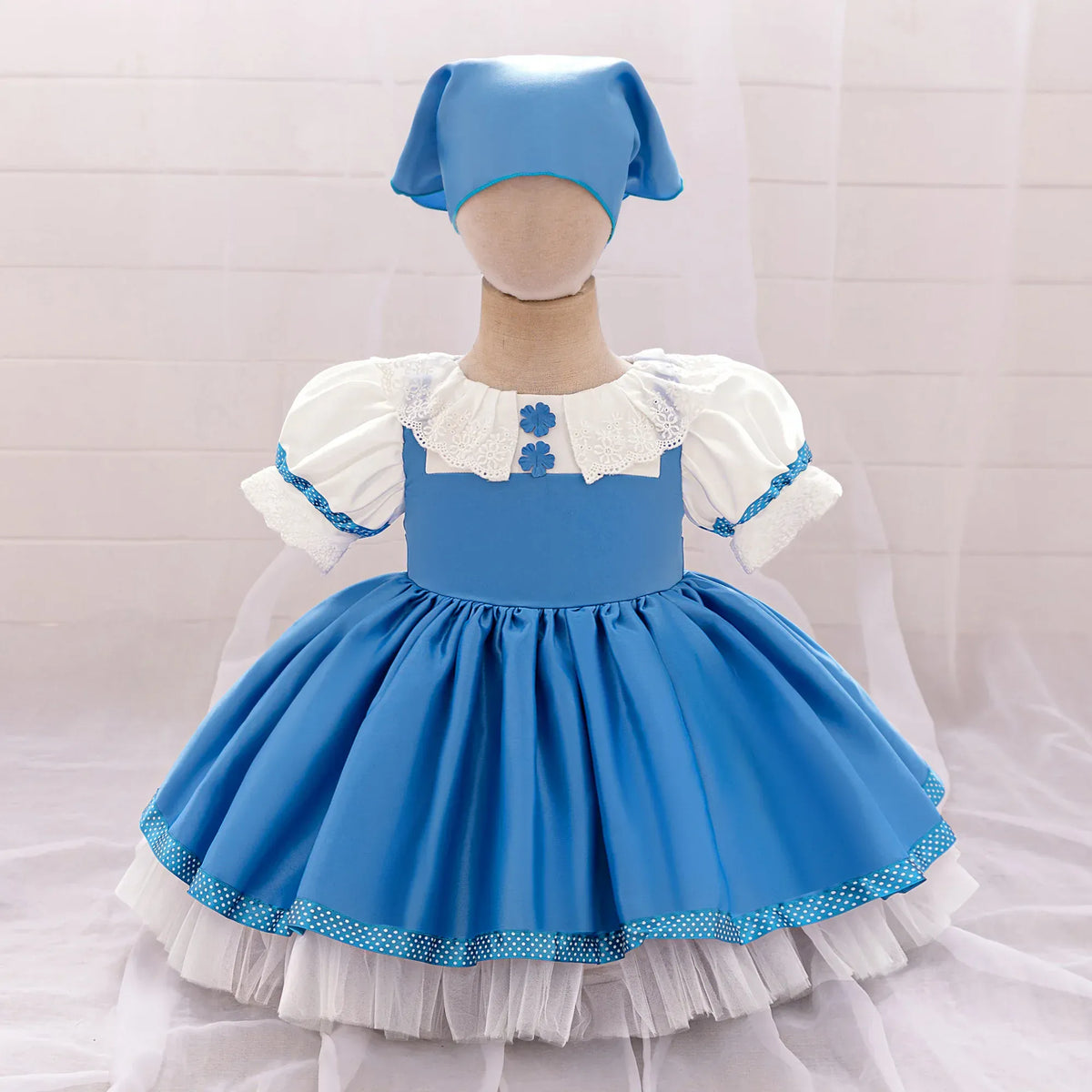 Light Blue / 6-9M 3-Piece Lolita Party Dress Set for Toddlers