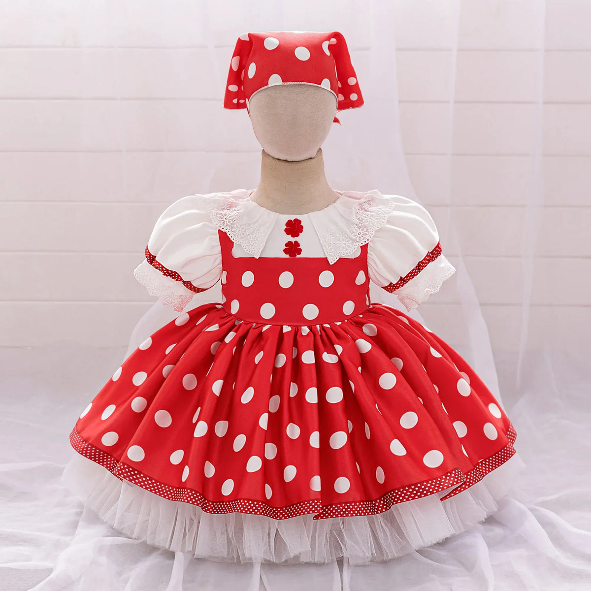 Red / 6-9M 3-Piece Lolita Party Dress Set for Toddlers