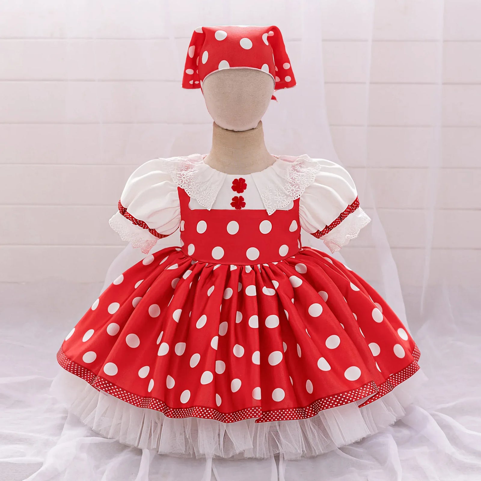 Red / 6-9M 3-Piece Lolita Party Dress Set for Toddlers