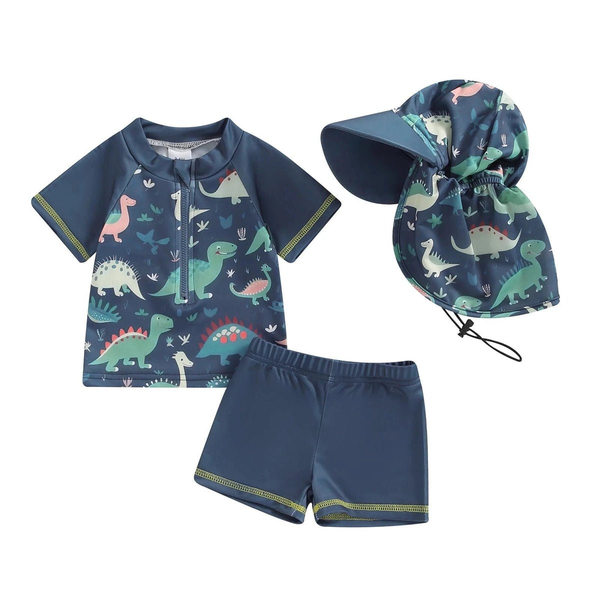 Dino / 0-6M 3 Piece Toddler Rash Guard Swimsuit Set