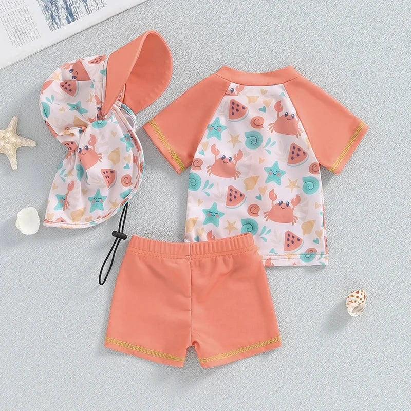 3 Piece Toddler Rash Guard Swimsuit Set