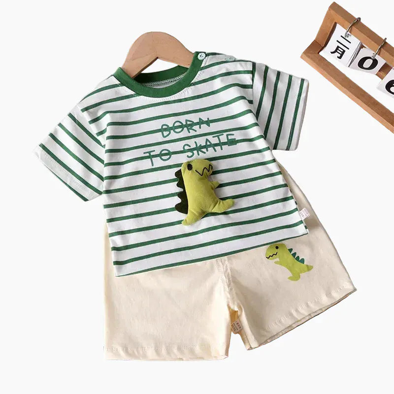 Dinosaur Set / 6-9M / China Mainland 3D Appliqué T-Shirt & Shorts Set