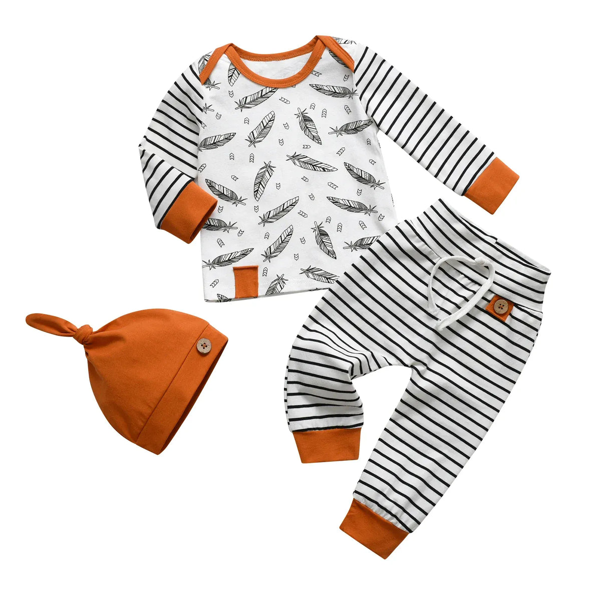 Orange Jungle Animal Set / Newborn 3PCS Newborn Baby Boy Outfit Set