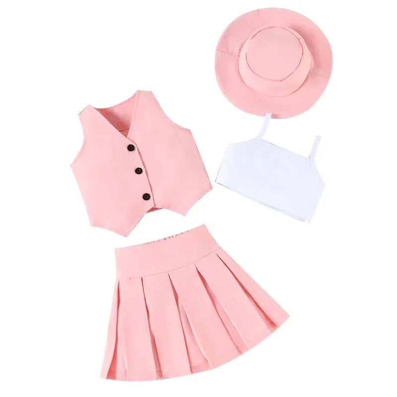 Pink / 4-5T 4-Piece Girl Summer Outfit Set