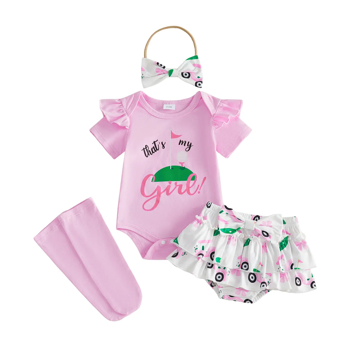 That’s My Girl / 3M 4-Piece Summer Golf Romper & Shorts Outfit
