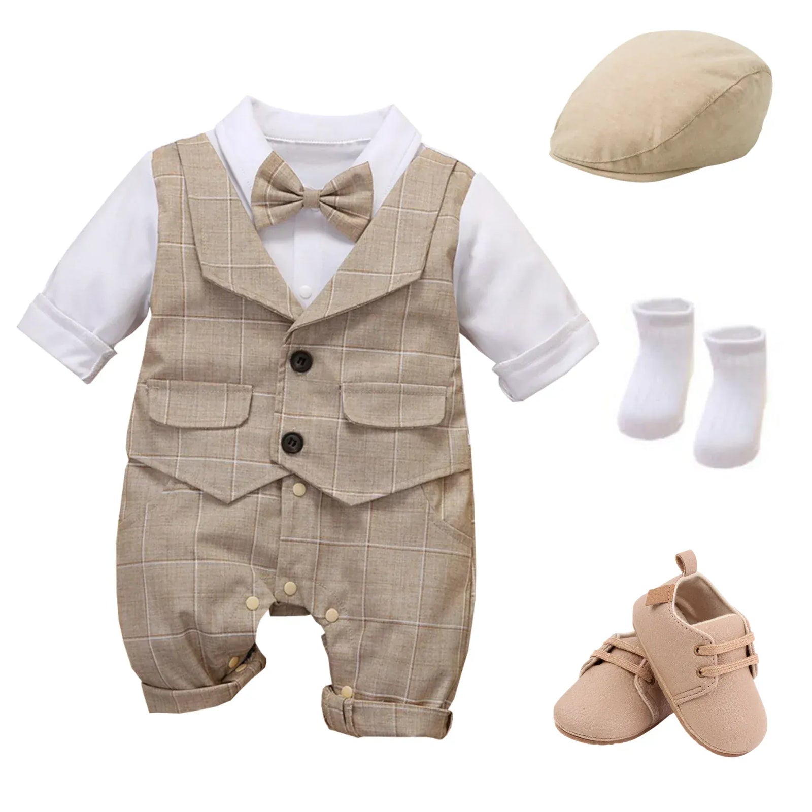 Khaki / 3M 5-Piece Baby Boy Formal Outfit