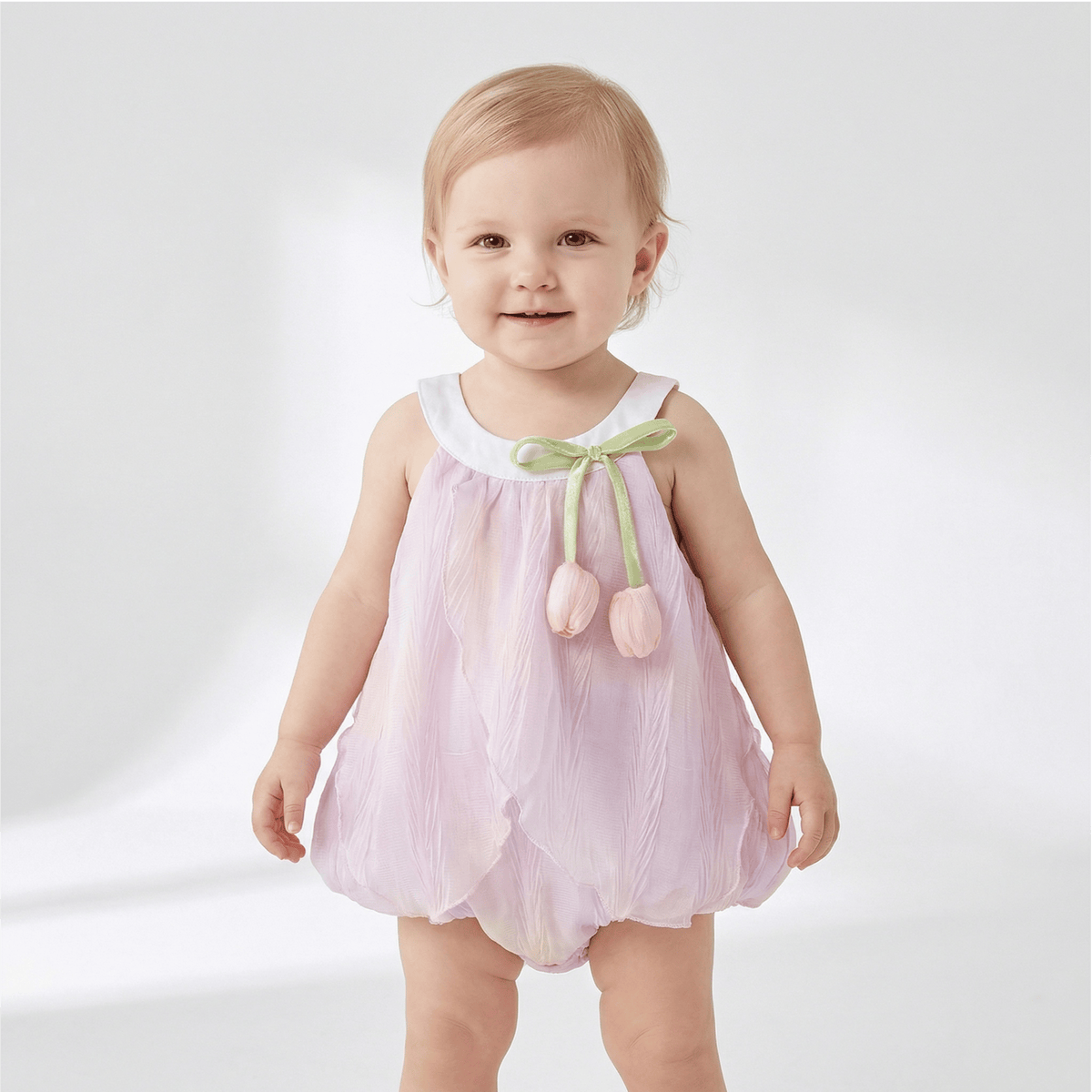 Adorable Baby Girls Tulip Decor Bodysuit
