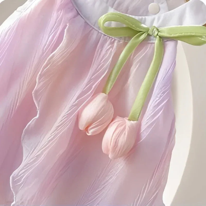 Adorable Baby Girls Tulip Decor Bodysuit