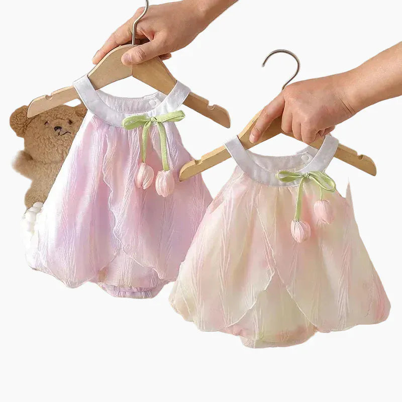 Adorable Baby Girls Tulip Decor Bodysuit