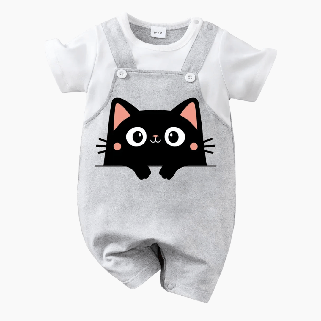 Adorable Black Cat Baby Romper