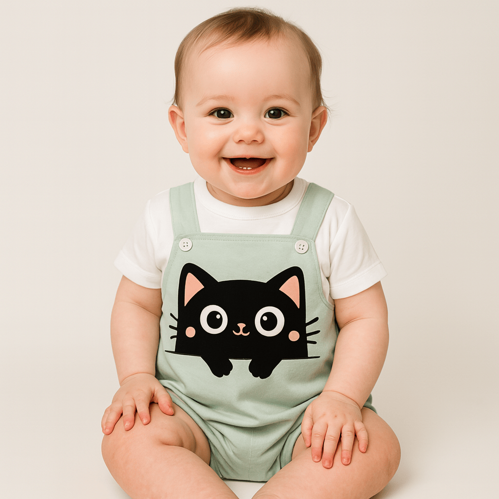 Adorable Black Cat Baby Romper
