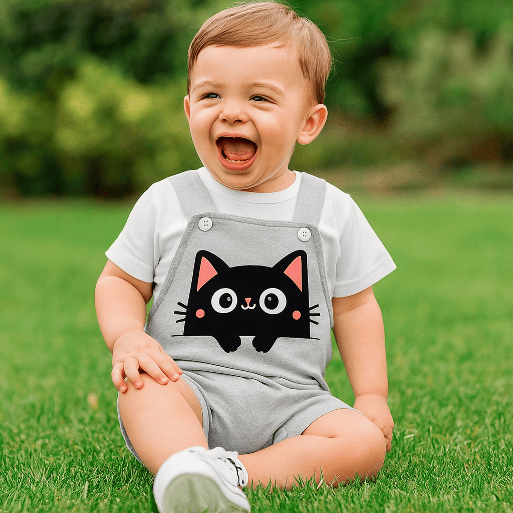 Adorable Black Cat Baby Romper