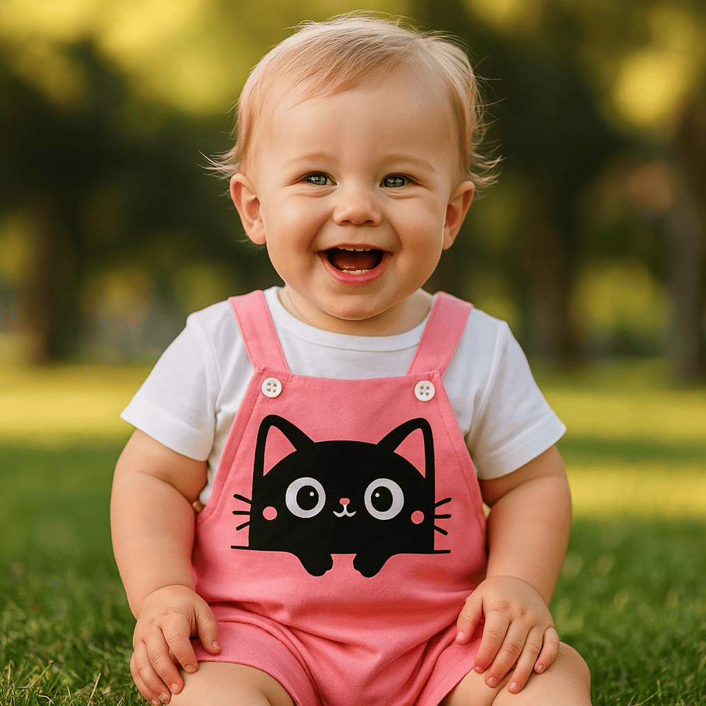 Adorable Black Cat Baby Romper