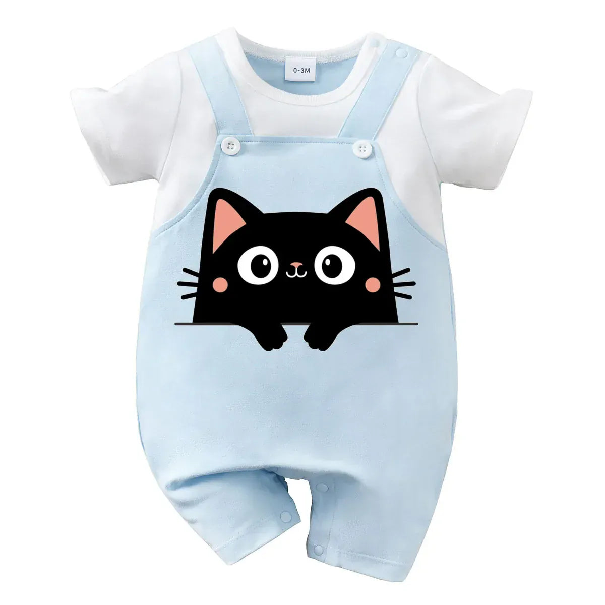 Blue / 0-3M Adorable Black Cat Baby Romper