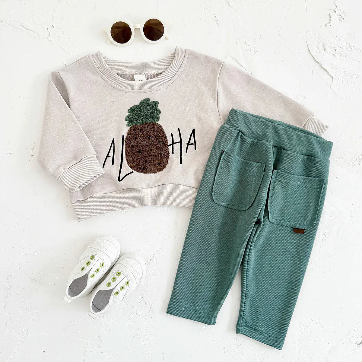 Aloha Pineapple Terry-Knit Sweatshirt & Pants Set