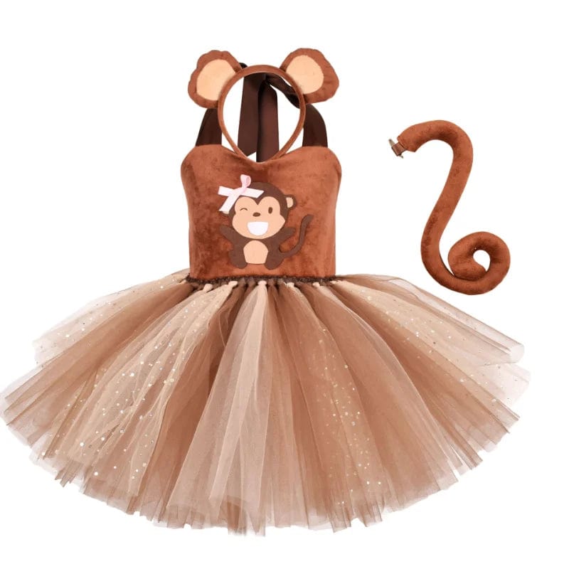 Beige / 12M Animal Monkey Children's Mesh Tutu