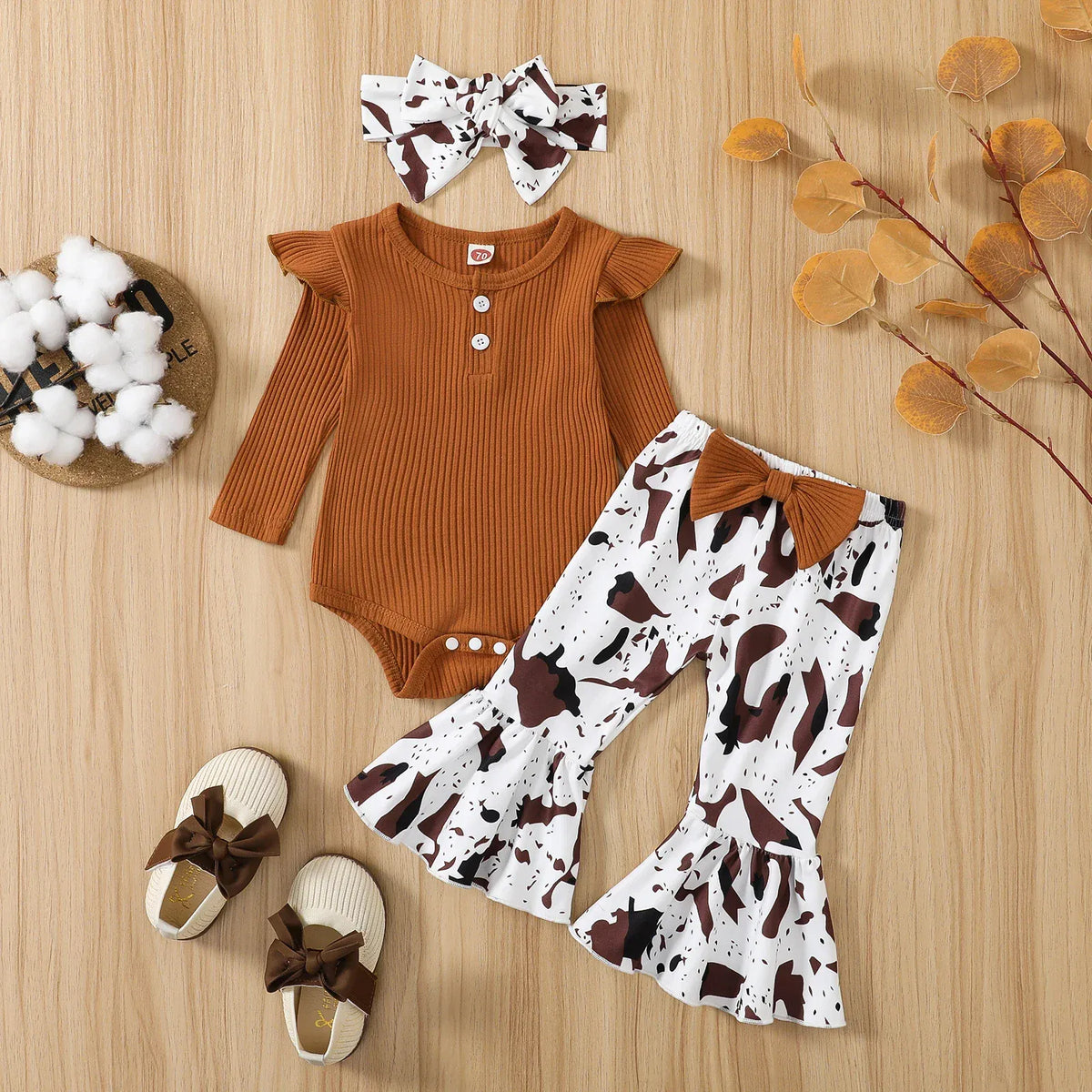 Animal Print Flare Pants Outfit for Baby Girls
