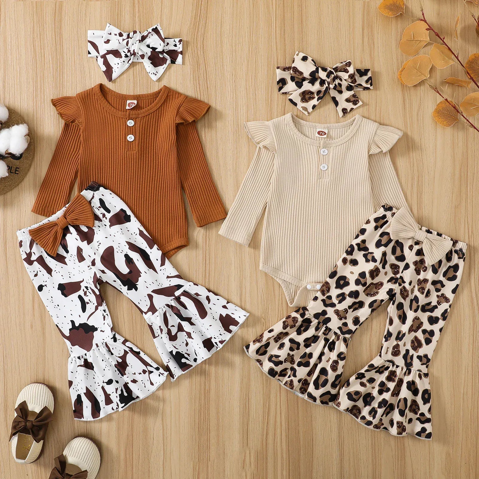 Animal Print Flare Pants Outfit for Baby Girls