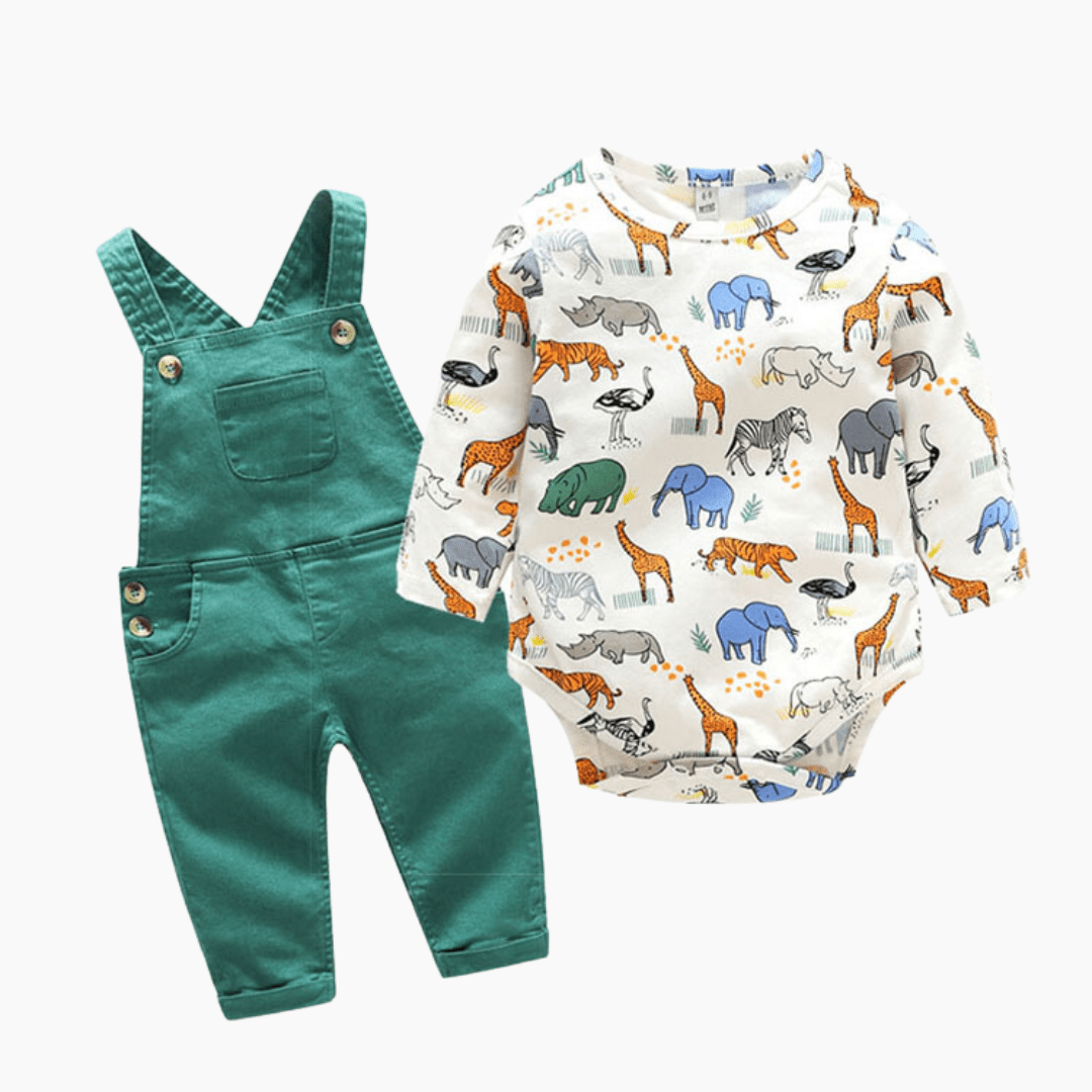 Boy's Clothing Animal Print Overall Set