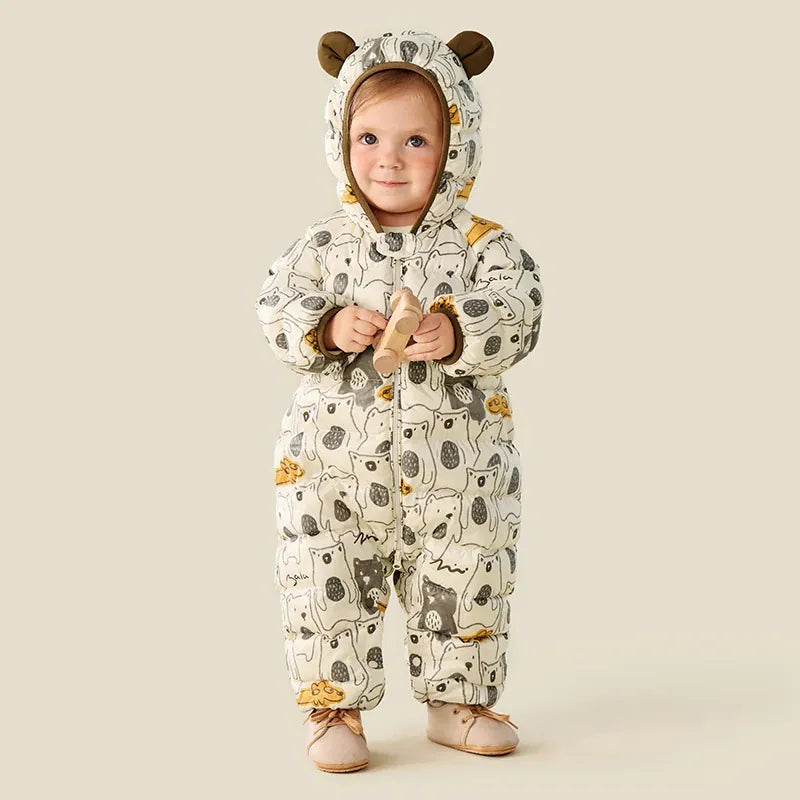 White Coffee / 3-6M Arctic Cub Baby Down Snowsuit
