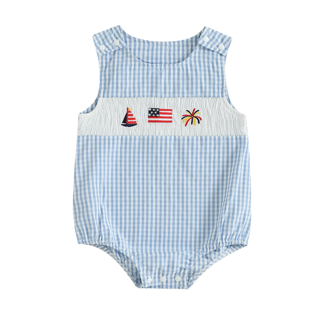 Baby 4th of July Smocked Flag Embroidery