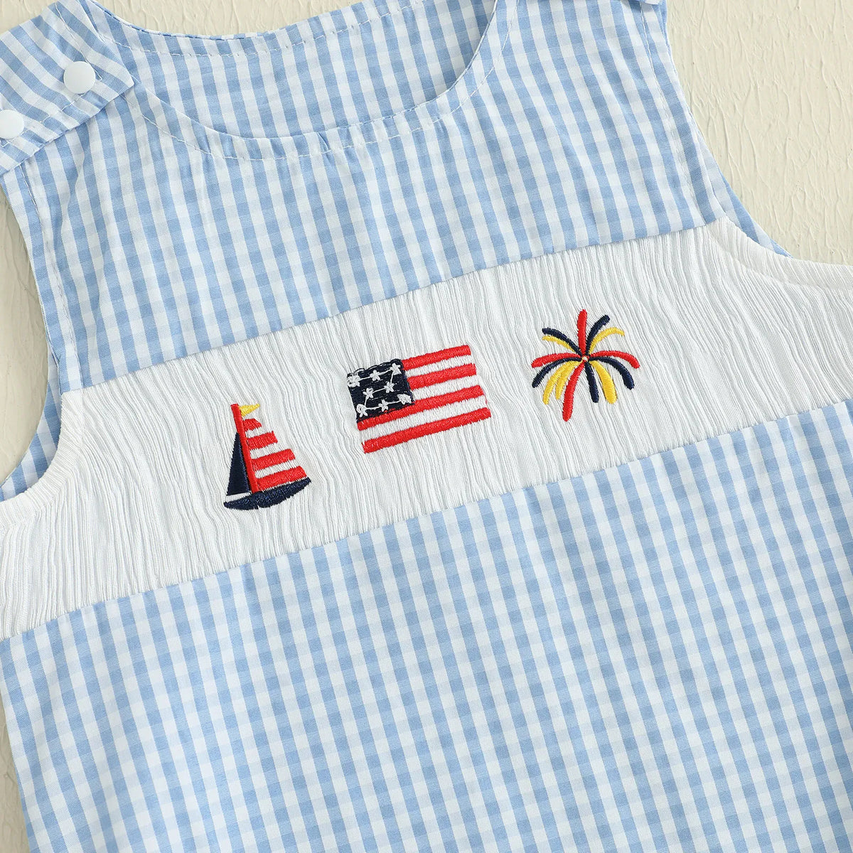 Baby 4th of July Smocked Flag Embroidery