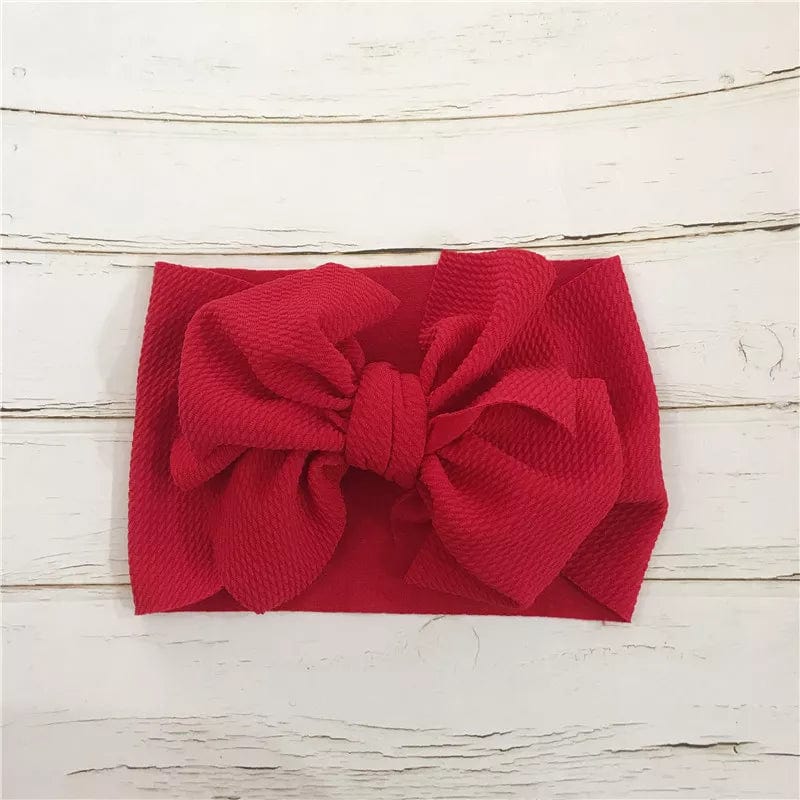 Red Baby Accessories Infant Baby Girl Cute Soft Bow Headband Newborn Solid Headwear Headdress Nylon Elastic Hair Band Gifts Props