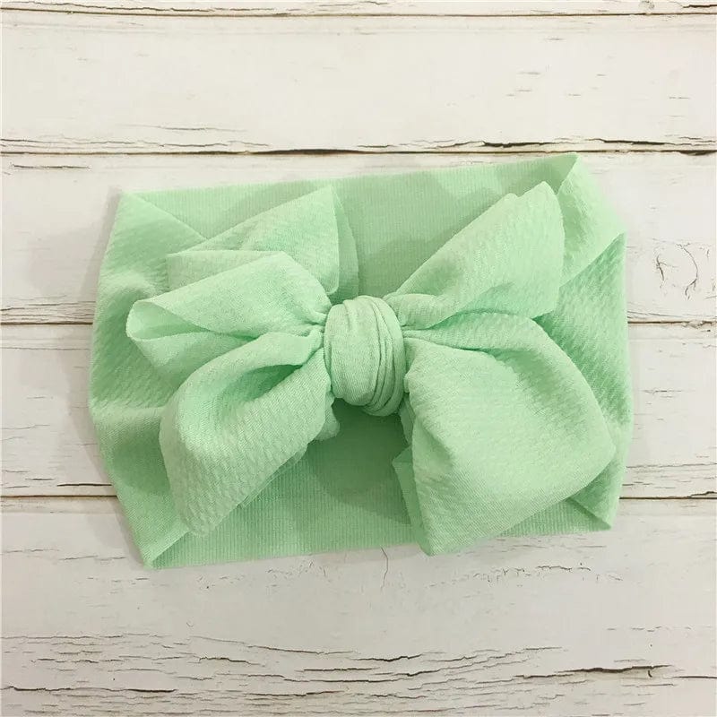 green Baby Accessories Infant Baby Girl Cute Soft Bow Headband Newborn Solid Headwear Headdress Nylon Elastic Hair Band Gifts Props