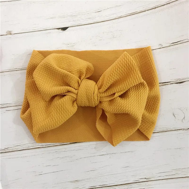 Yellow Baby Accessories Infant Baby Girl Cute Soft Bow Headband Newborn Solid Headwear Headdress Nylon Elastic Hair Band Gifts Props