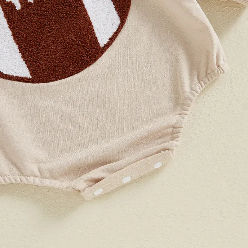 Baby Boy American Football Embroidered Long Sleeve Bodysuit
