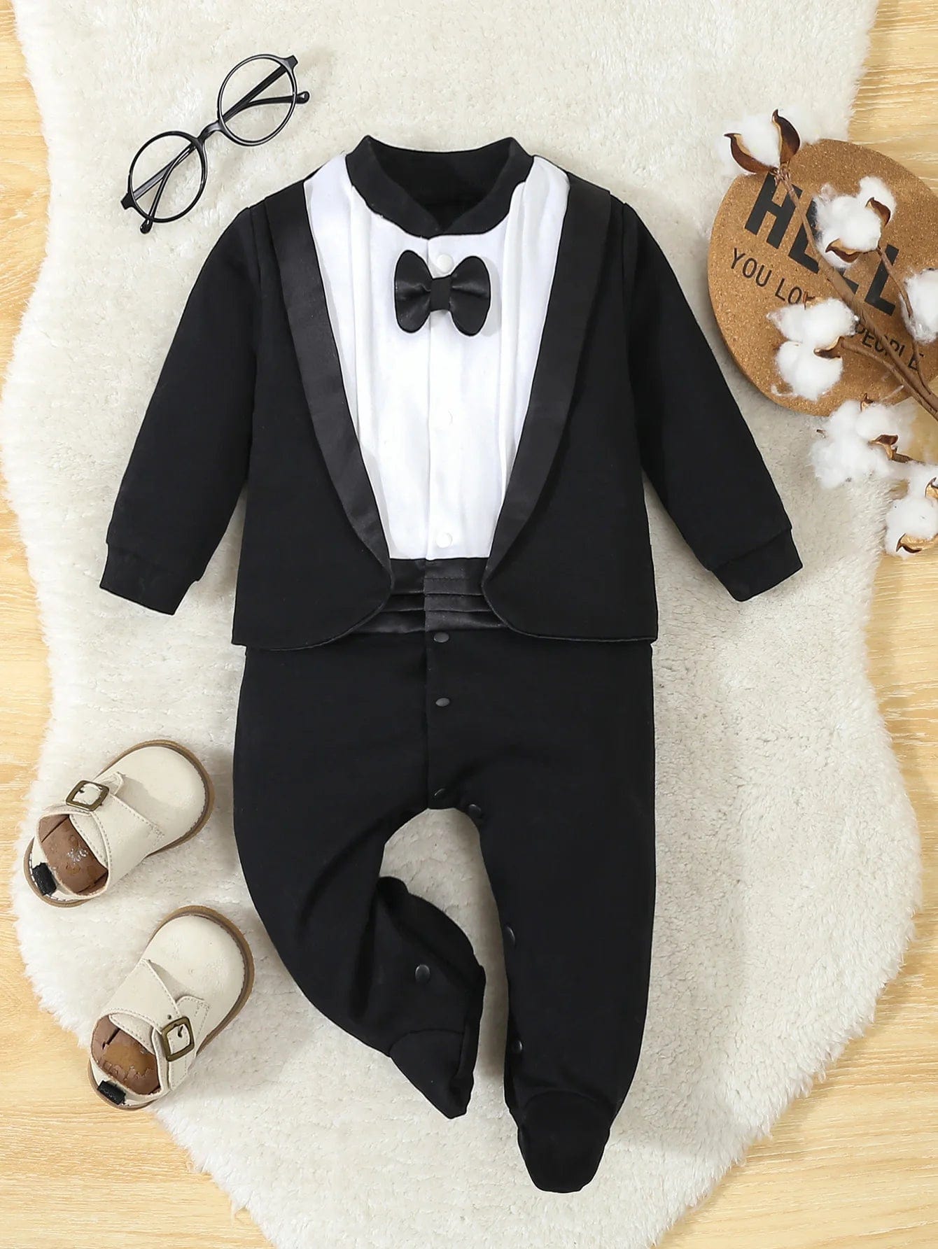 Baby Boy Formal Gentleman Romper Outfit, Black / Newborn Baby Boy Formal Gentleman Romper Outfit, Black / Newborn
