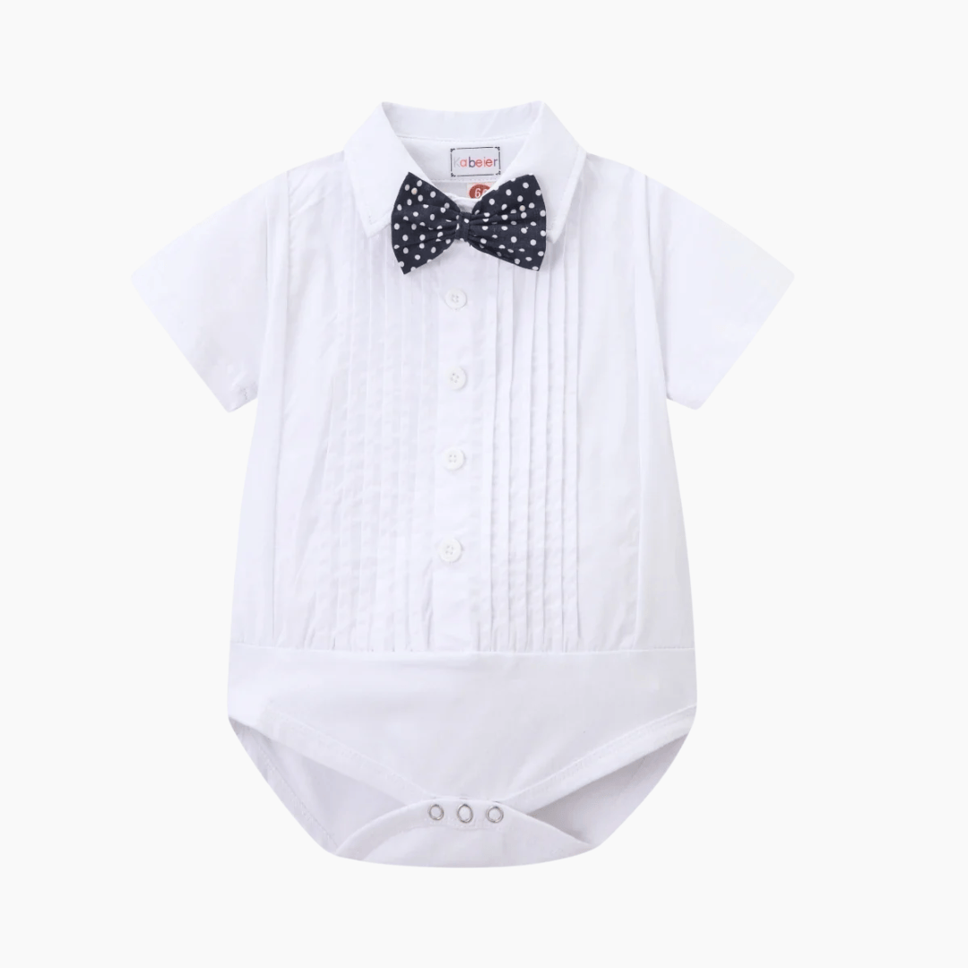 Baby Boy Formal Outfit with Bow Tie and Suspenders