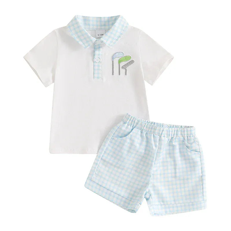 Sky Blue / 6-12M Baby Boy Golf Outfit Set